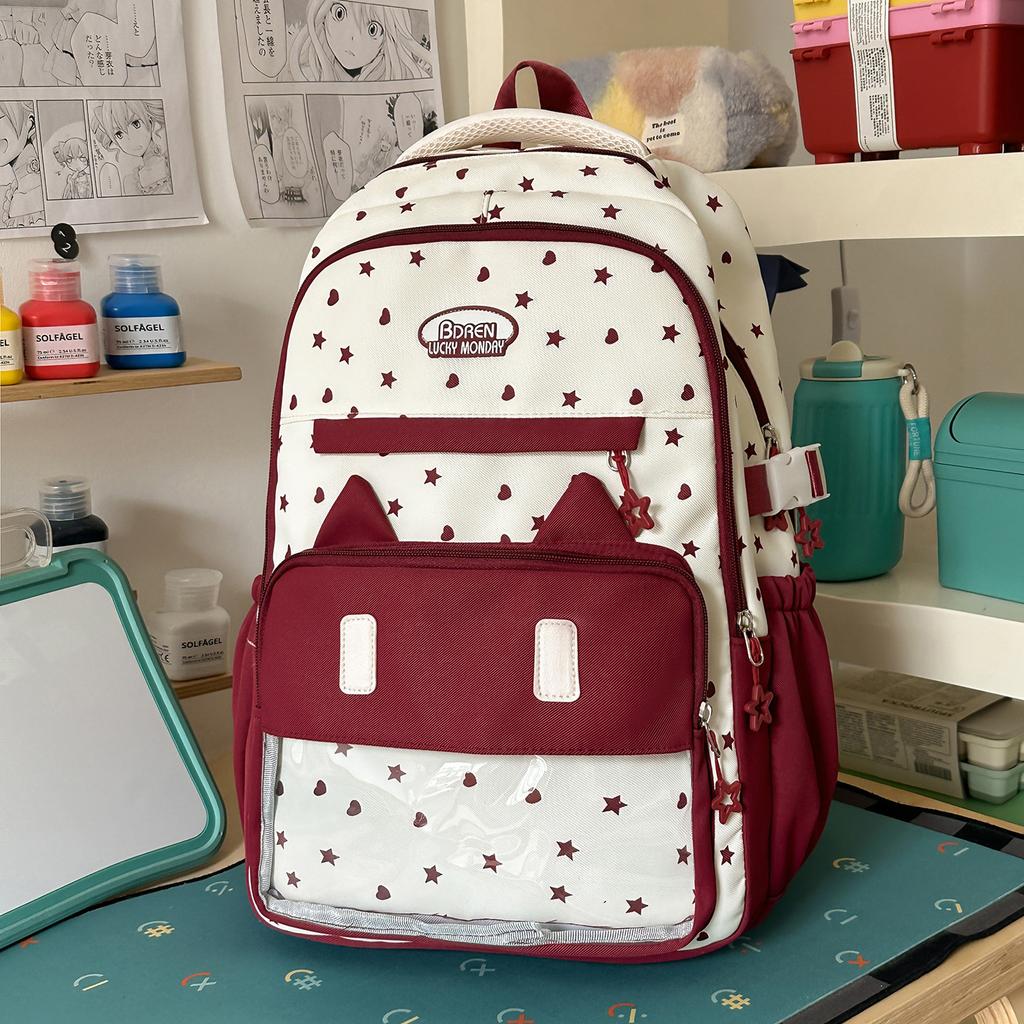 Schoolbag cute messenger bag women's new Japanese fresh, sweet and transparent pain bag students light class make-up bag