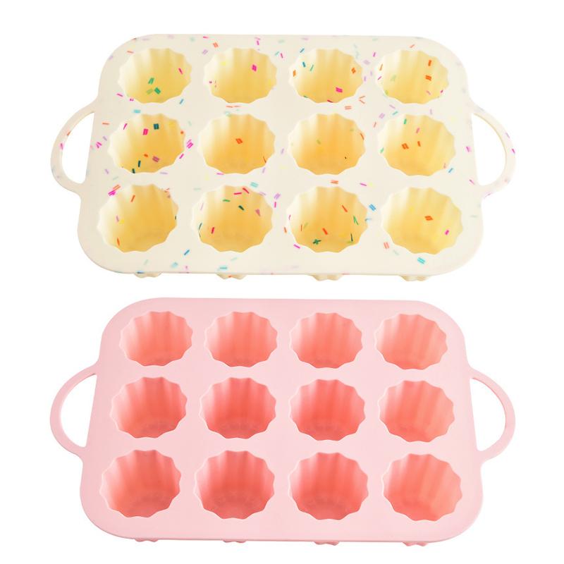 Stampi per muffin in silicone per cottura con telaio rinforzato in metallo, 12 stampini misura standard antiaderenti in silicone per cupcake