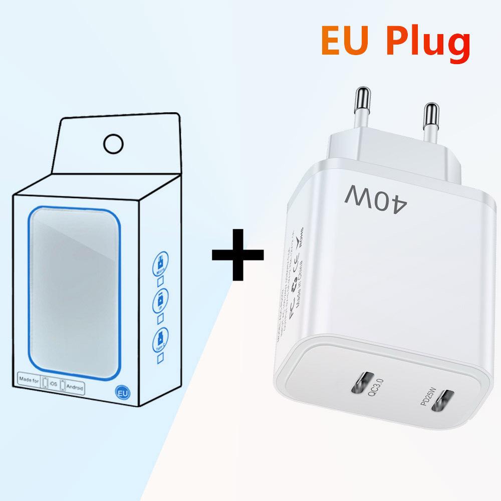 40W Dual PD Type-C Fast Charger for Mobile Phones - Travel-Friendly Charger Head