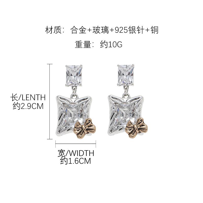 Original retro bow earrings simple and exquisite personalized earrings temperament 925 silver needle earrings