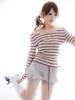 Guleumkim Vintage Stripe Button Sleeved Top