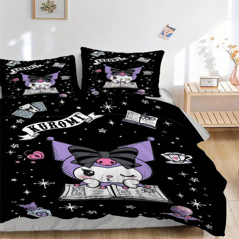 

3pcs Kuromi s Enchanted Night Quilt Cover Set - Soft & Comfortable Polyester Fabric, All-Season Breathable Comforter Set For 1 Quilt Cover & 2 Pi 135x200cm