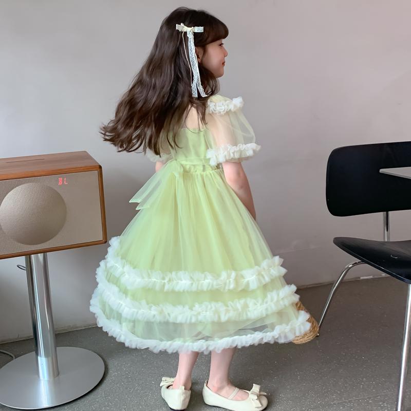 Girls' Summer Dress 2026 New Style Children's Western-style Girls' Summer Dress Three-dimensional Flower Mesh Princess Dress