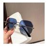 Transparent Blue Versatile Sunglasses Men's and Women's Polygonal Metal Driving Sunglasses Korean Version Tide Seaside Travel Glasses Women