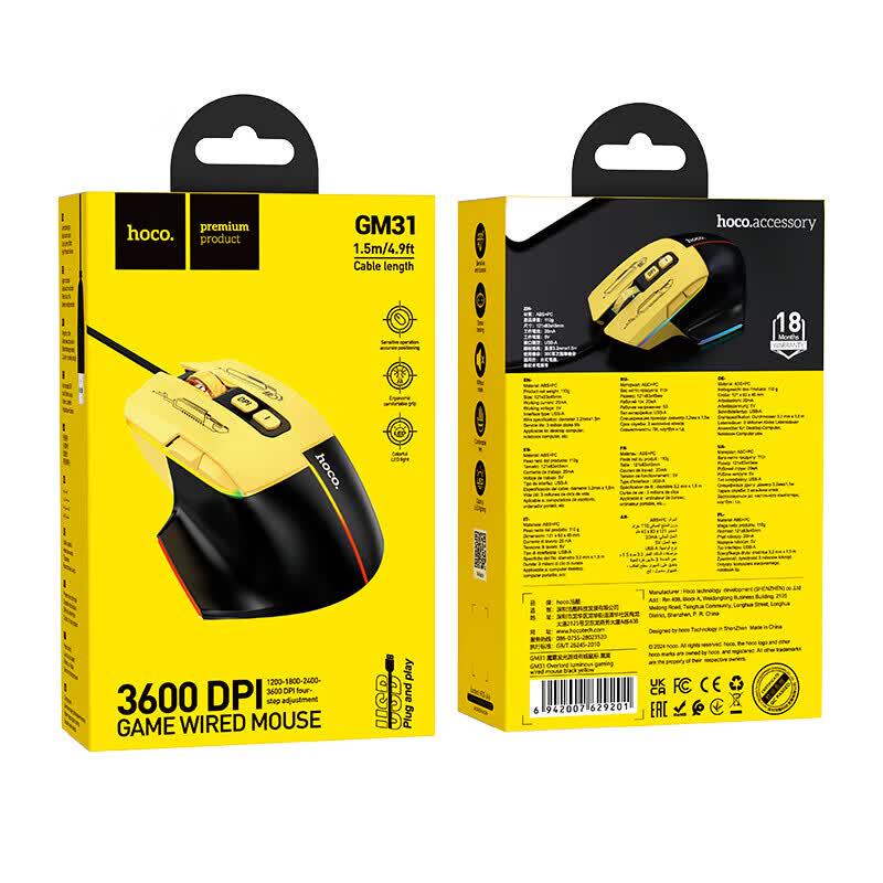 HOCO. GM31 Leuchtende Kabel-Gaming-Maus