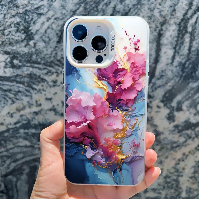 Colorful Flower Laser Phone Case For iPhone 15 Pro Max 14 13 11 12 Pro Max 13 Mini 15 14 Plus Shockproof Protection Back Covers