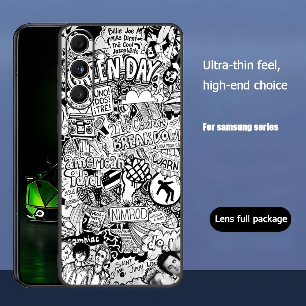 Hot Green Day Band Cool Phone Case For Samsung Galaxy S25 S24 S23 S22 S21 S20 Plus Ultra Note20 Soft Black
