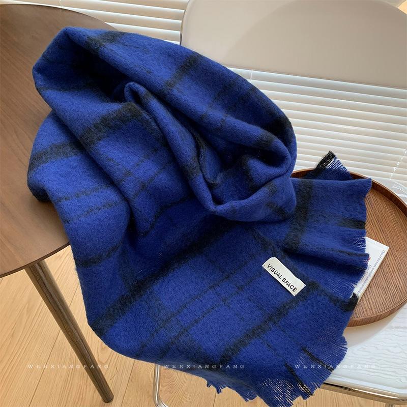 Scarf for Girls Winter New High End Versatile Korean Version Tassel Scarf Warm Thickened Shawl Beige Trendy