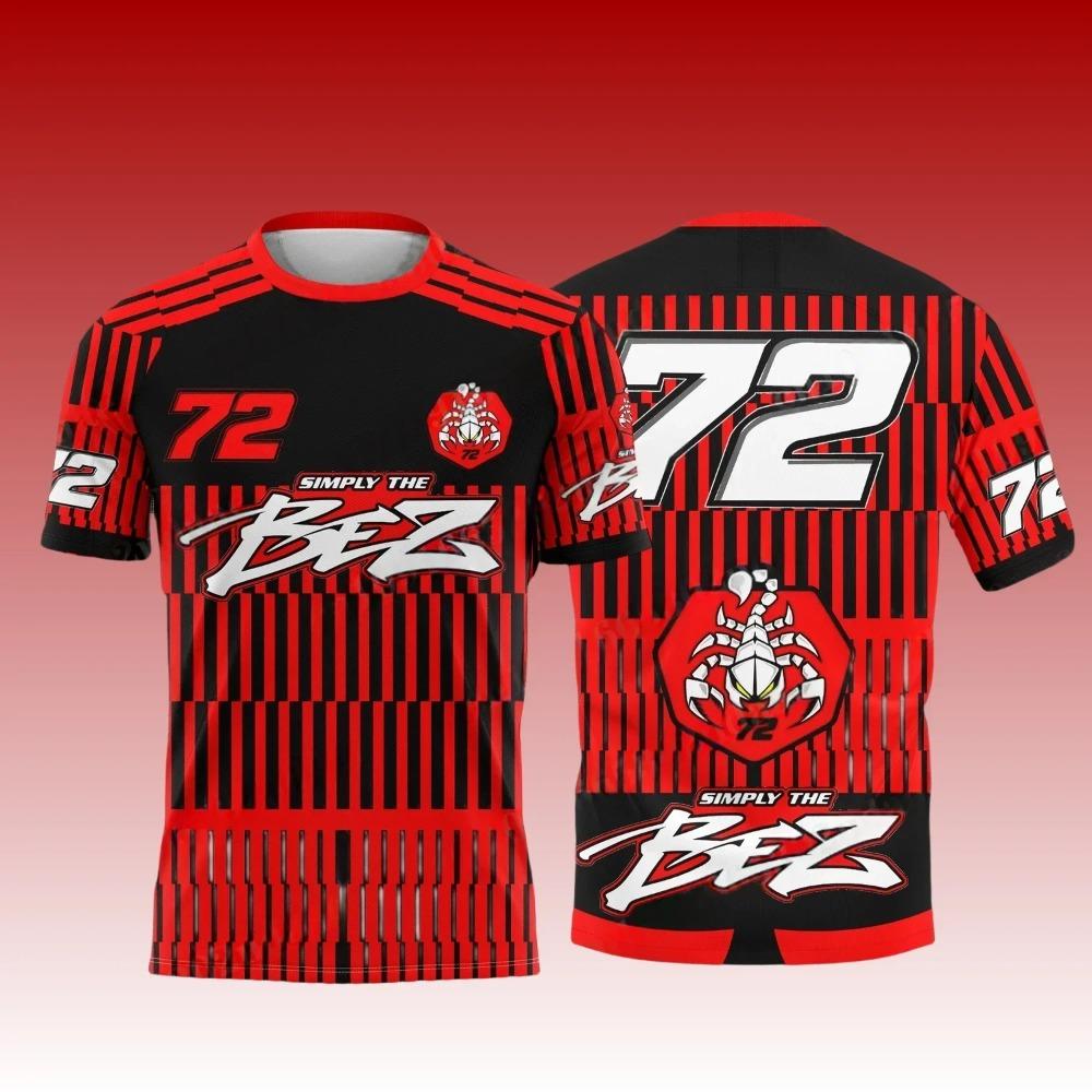 El campeón del Gran Premio británico de MotoGP 2025 marco bezzecchi ¿ 72 Racing wear, camiseta de cuello redondo y manga corta