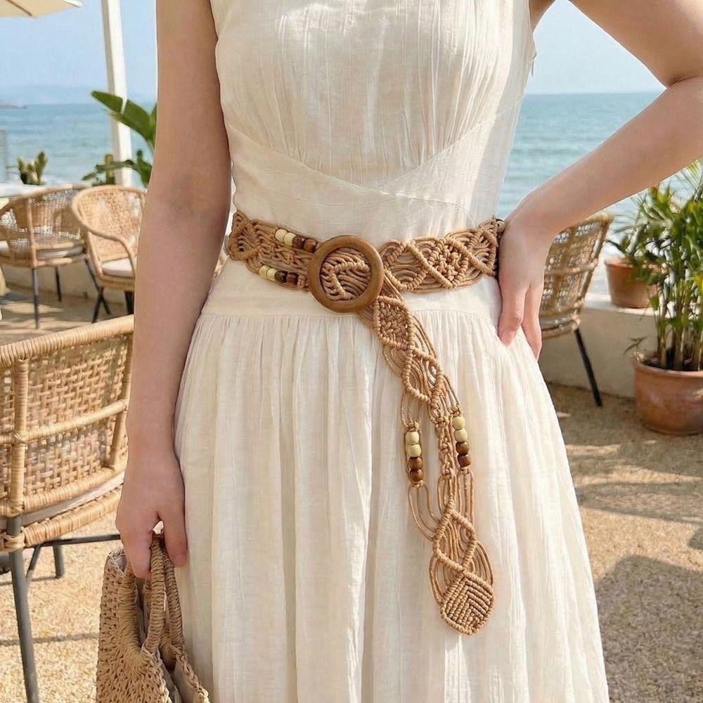 Woven Weave Belt Retro Ethnic Style Waistband Personality Bohemian Style Belt Dress Decoration