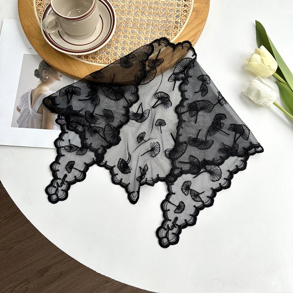 

Retro Silk Scarf Elegant Hair Ribbon Versatile Lace Scarf for Women чёрный