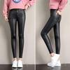 Women's High-Waisted Black Matte Leather Leggings - Fleece-Lined and Slimming for Fall/Winter