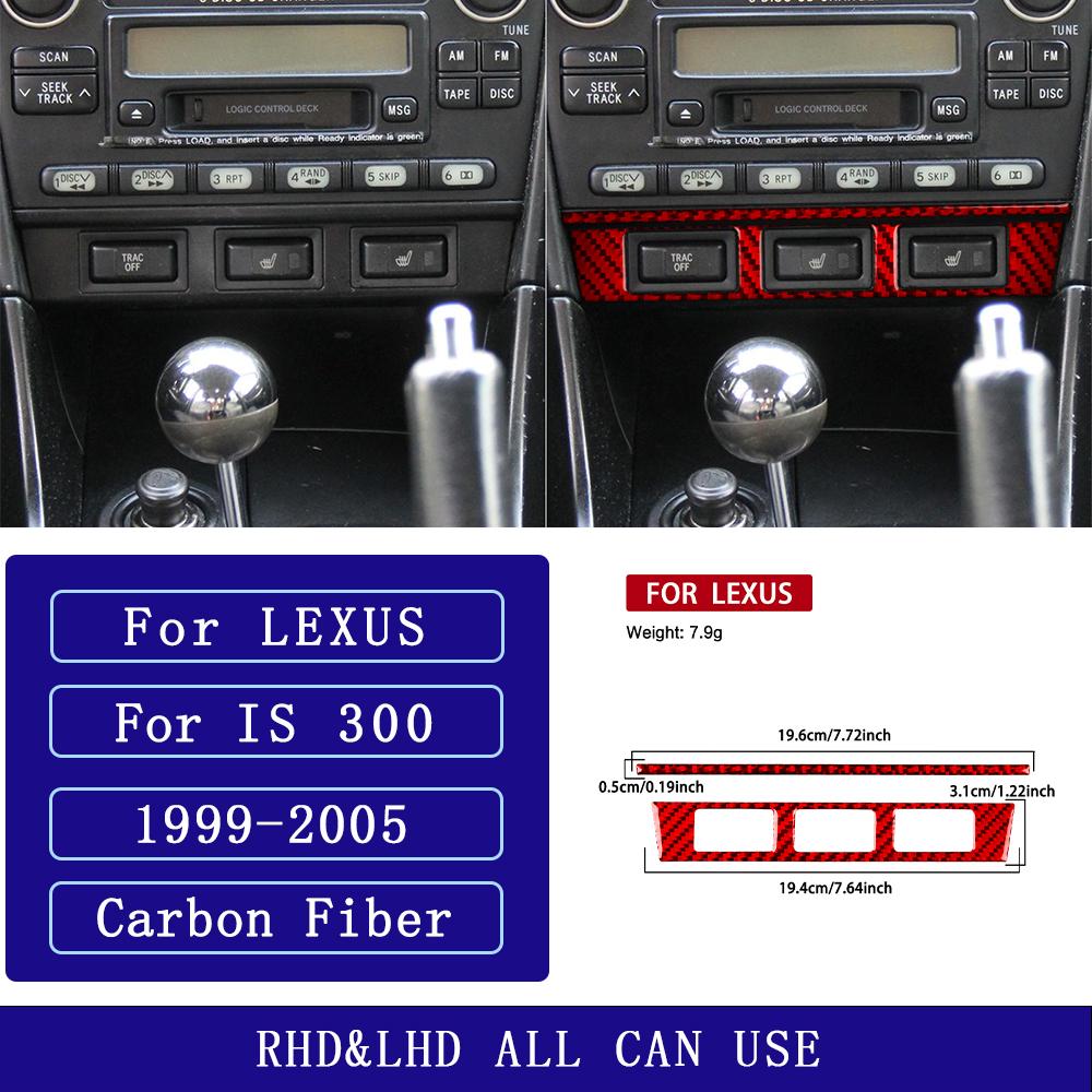 For Lexus IS IS300 1999-2005 Carbon Fiber Central Seat Heating Control Panel Cover Car Accessories Interior Decorative Stickers