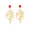 SHIXIN Retro Coral Pendant Earrings for Women Creative Geometric Tree Drop Earrings Fashion Jewelry Gifts Ear Accessories