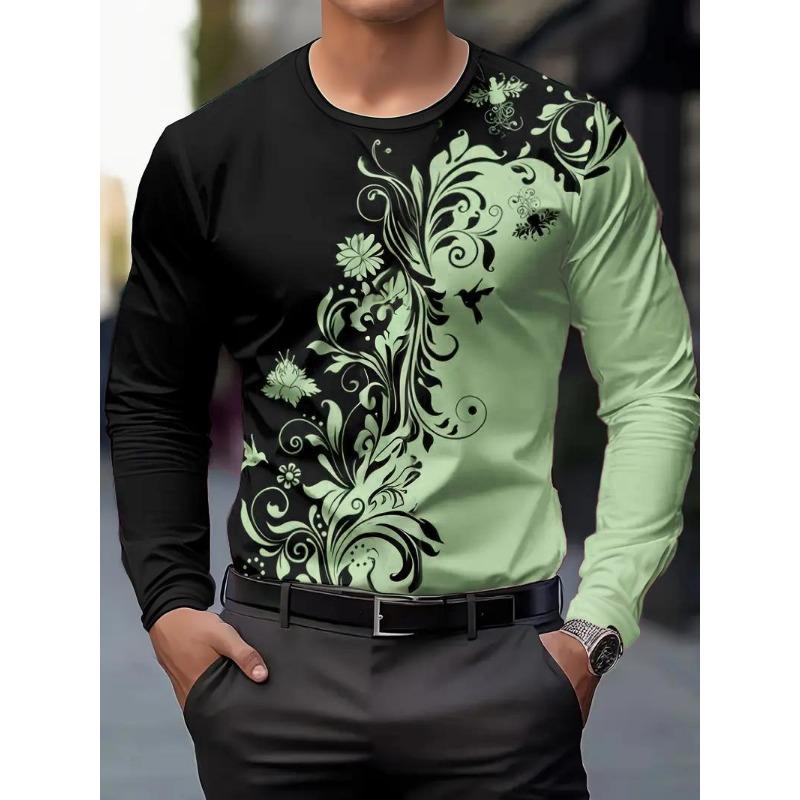 Schädel Blumenmuster Mode Bedruckte T-Shirts Herbst Herren- und Damenbekleidung O-Ausschnitt Langarm T-Shirts Top Herren Outdoor Pullover