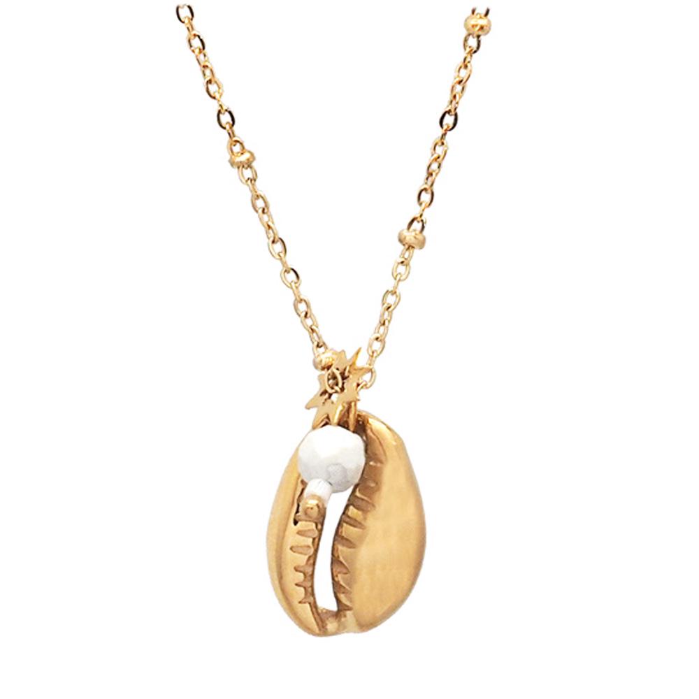 

Les Trésors De Lily [Q8645] - Дизайнерское колье из стали Cowrie белое золото - 15x10 мм