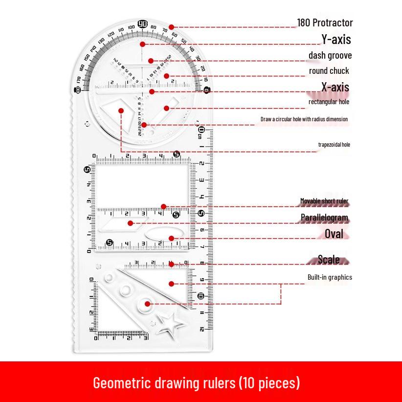 Multifunctional Geometric Drawing and Circle Template Ruler