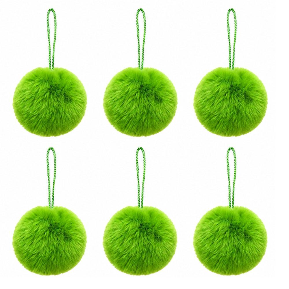 6PCS Plush Fabric Christmas Tree Hanging Ornament Plush Balls Xmas Tree Decor Holiday Party Decor