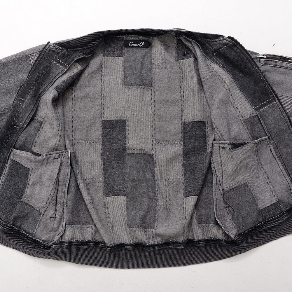 SILVER BULLET CavariA Jachetă Unisex Denim Prelucrare Chimică pentru Bărbați MA-1 CATN24-05 (44(M), BLK(Negru))