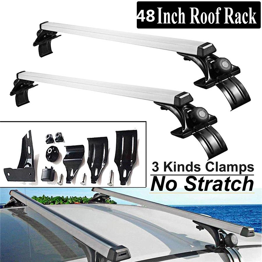 48" Universal Car Top Roof Rack Cross Tube Bar Cargo Luggage Carrier Rack Silver