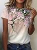 Summer women's T-shirt flower 3D printed T-shirt women's fashionable short sleeved T-shirt flower top Harajuku T-shirt bird