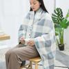 Multi-function Plaid Wearable Blanket Thicken Fleece-lined Casual Office Blanket with Button Soft Home Shawl Blanket Winter