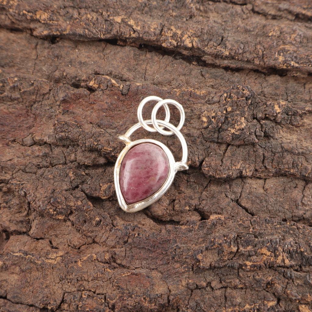 Natural Black Rhodonite 925 Sterling Silver Daughter Gift Trendy Pendant Jewelry PP-56-26