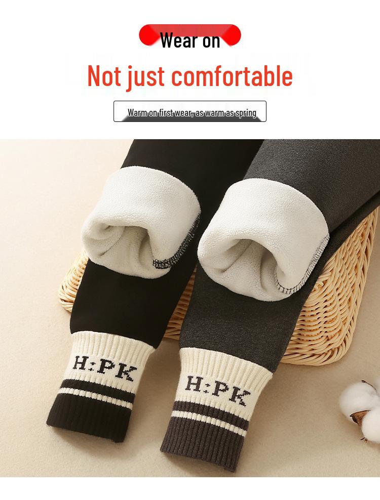 Girls' Fleece-Lined Leggings: Stylish Cotton Pants for Autumn & Winter - Wear Outside, Soft Velvet, Cozy Warmth