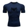 Men's Compression Fitness Sports T-shirt, Breathable Quick-Dry Gothic Heavy Metal Graphic Workout Tee for Gym Running At