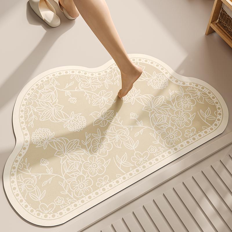 Bathroom Floor Mat Cloud Shaped Diatomaceous Earth Quick Drying Mat, Anti Slip Foot Mat At the Bathroom Entrance, Dirt Resistant