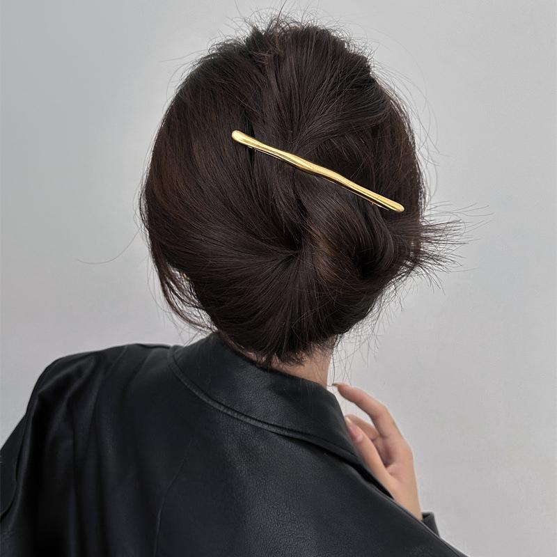 

Европейский и американский минималистичный нишевый дизайн металлическая заколка для волос верхняя заколка универсальная затылочная боковая прямая заколка пружинная заколка