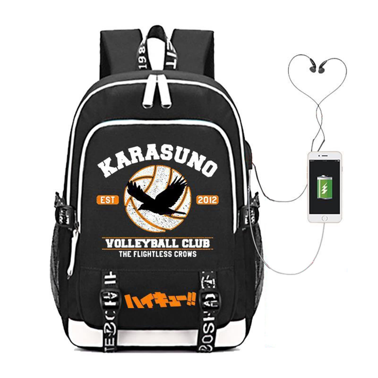 

Anime Volleyball Less Usb Charging Headphones Trendy Computer Bag Outdoor Backpack