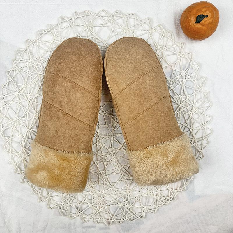 

Хлопковые перчатки женские зимние утепленные бархатные перчатки с защитой от холода милые мультяшные замшевые теплые варежки хаки