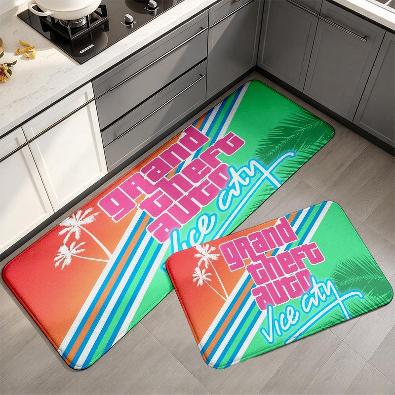 Grand Theft Auto2 Flannel Kitchen Mat Christmas Soft Area Rug Non Slip Floor Carpet Home Decoration