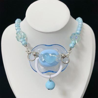 Pacifier Bead Necklace Handmade Cute Bow Candy Dopamine Aesthetic Jewelry for Girls Friend Couple Souvenir Gifts