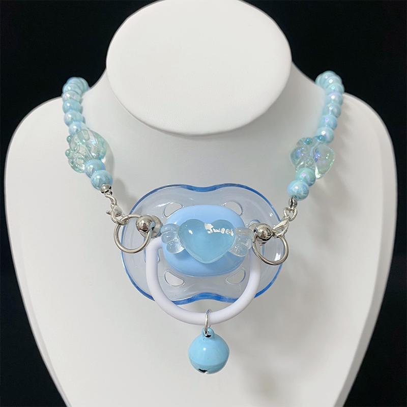 Pacifier Bead Necklace Cute Soft Girl Love Bow Candy Dopamine Lolita Decorative Accessories Couple Gifts