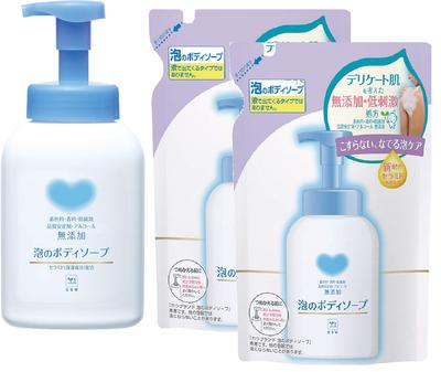 Cow Brand Additive-Free Foaming Body Soap Pump (550ml) + 2 Refills (500ml X 2) (Main Unit + 2 Refills)
