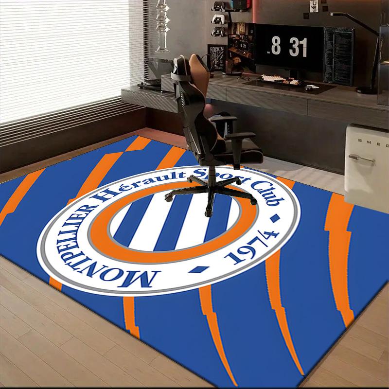 Montpellier Sc Crest Rug for Living Room, Game Rooms, Office, Bedroom, Office Floor Mat Playful Design, fan gifts Christmas decor
