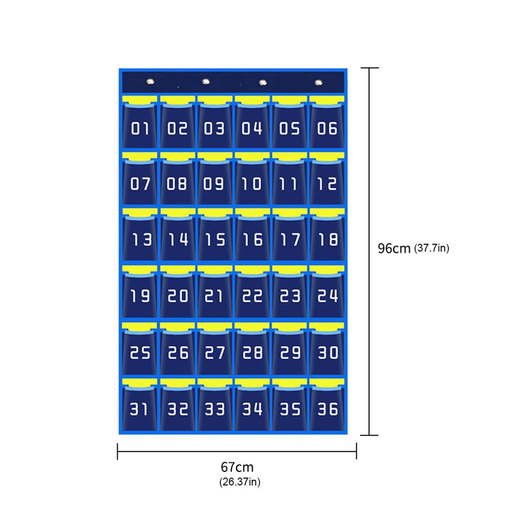 Numbered Pocket Charts Mount Over the Door Organizer Homeschool Supplies Storage Bag with 4 Hooks for Cell Phones 30/36 Cells