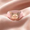 Rosa Silikonband Schmetterlingsring, Roségoldbeschichteter Schmetterlings-Charme Statement-Ring, Hypoallergener Klobiger Stapelbarer Ring für Frauen