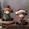 Cow Statue, Christmas Poinsettia Tree Candy Cane Cow Gnome, Scottish Resin Figurine, Ideal For Cattle Enthusiasts, Gift