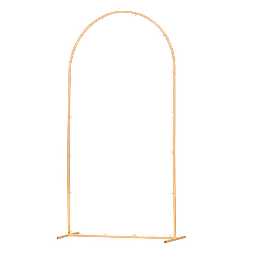 VEVOR Arch Backdrop Stand, 2.2 X 1.2 M, Stable Structure, Easy Assembly, 1 Piece Gold Metal Arch Backdrop Stand for Wedding, Birthday Party