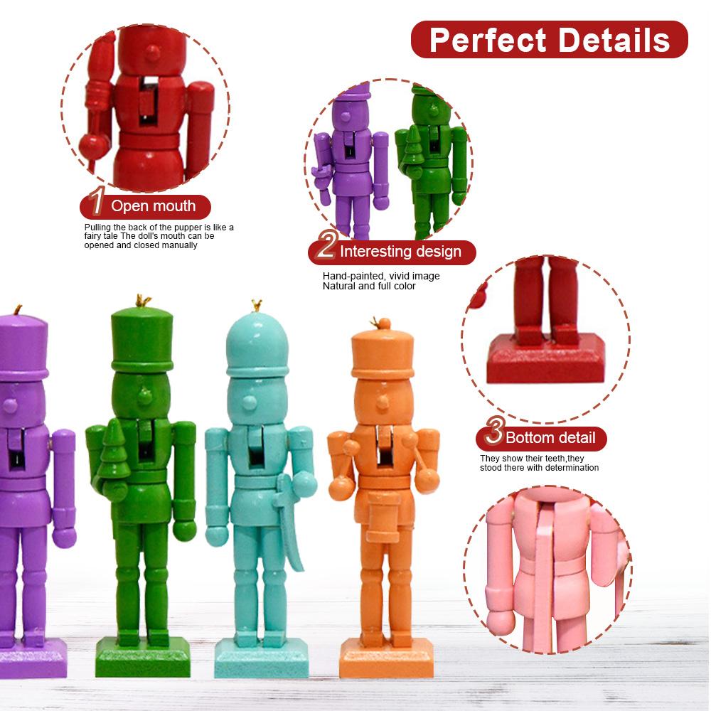 4/6Pcs 12CM Christmas Nutcracker Platinum Soldier Color Puppet Christmas Decoration small gift pendant Creative home pendant