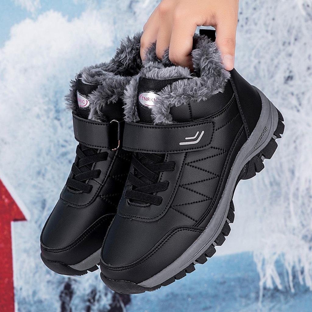 Outdoor Men's Cotton Shoes, Winter High Top Snow Shoes, Hiking Shoes, Waterproof and Plush Snow Boots