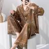 Cotton and silk suit spring and summer long-sleeved cardigan loungewear sweet wind floral pajamas women's spring and autumn thin pajamas can be worn 