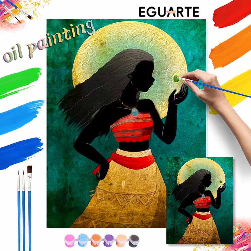 Disney Moana Art Paint By Number Kit Princess Drawing Canvas DIY Picture Home Decor Painting Wall Decor Crafts Gift For Living Room