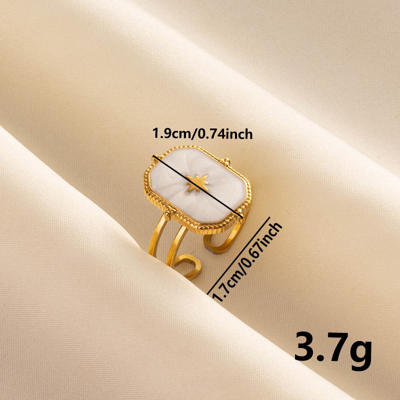 Bohemian Gold Color White Enamel Open Rings Luxury Irregular Stainless Steel Adjustable Finger Ring Women Charm Jewelry Gifts