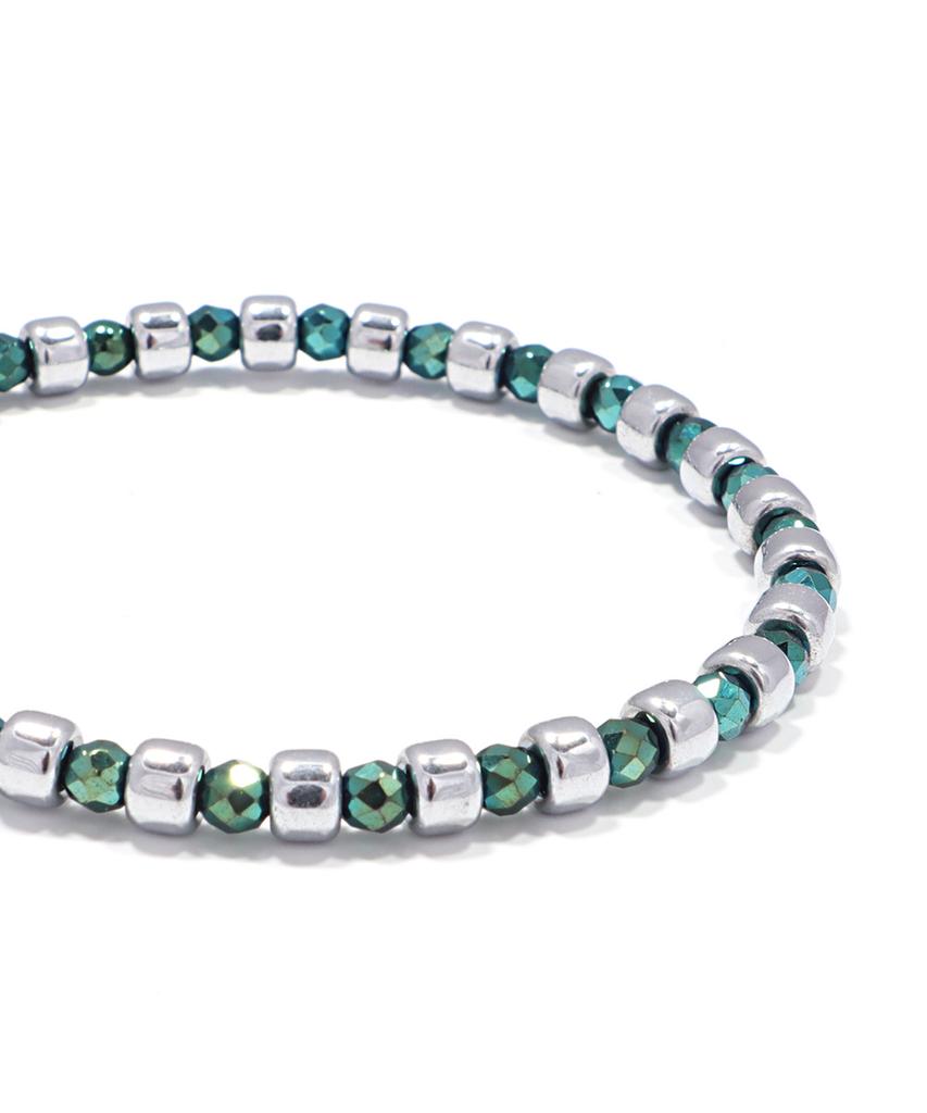 Polalita Deep Green & Cube Clover Point Bracelet (Plt-Br-115_Gn)
