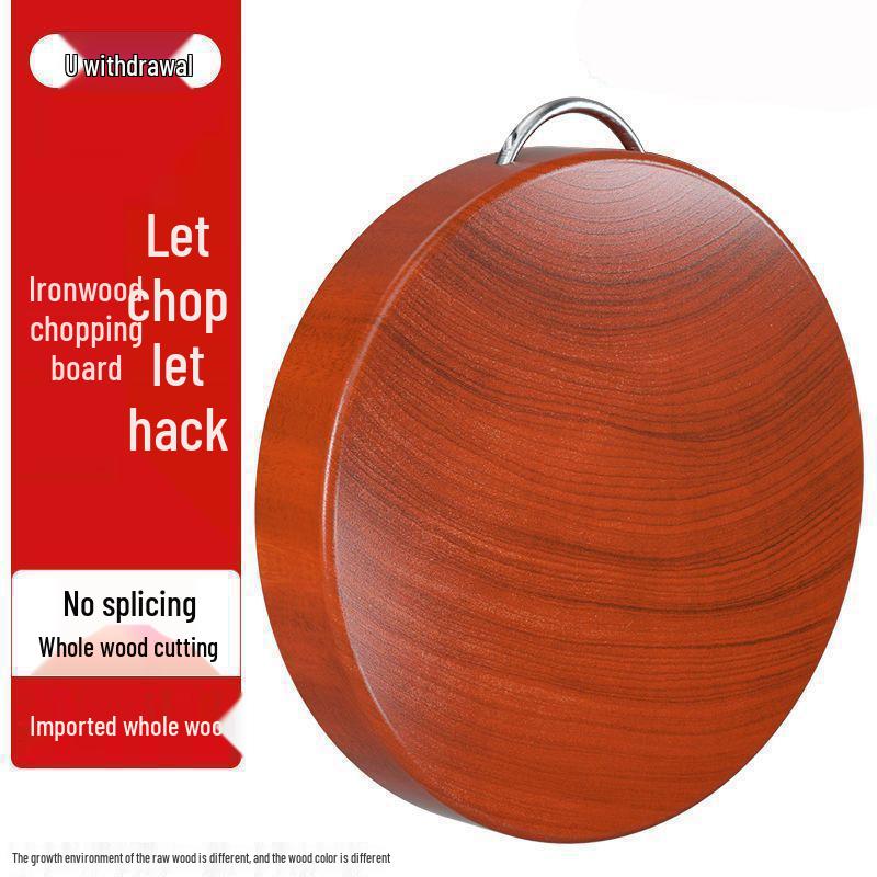 Круглая разделочная доска из железного дерева, влагостойкая, толстая, из массива дерева для кухни 24x4cm