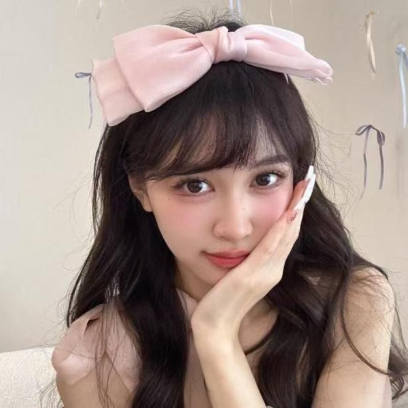 1Pcs Hair Accessories Spring/Summer Girl Glossy Bow Bezel Headband Solid Color Hair Band For Women